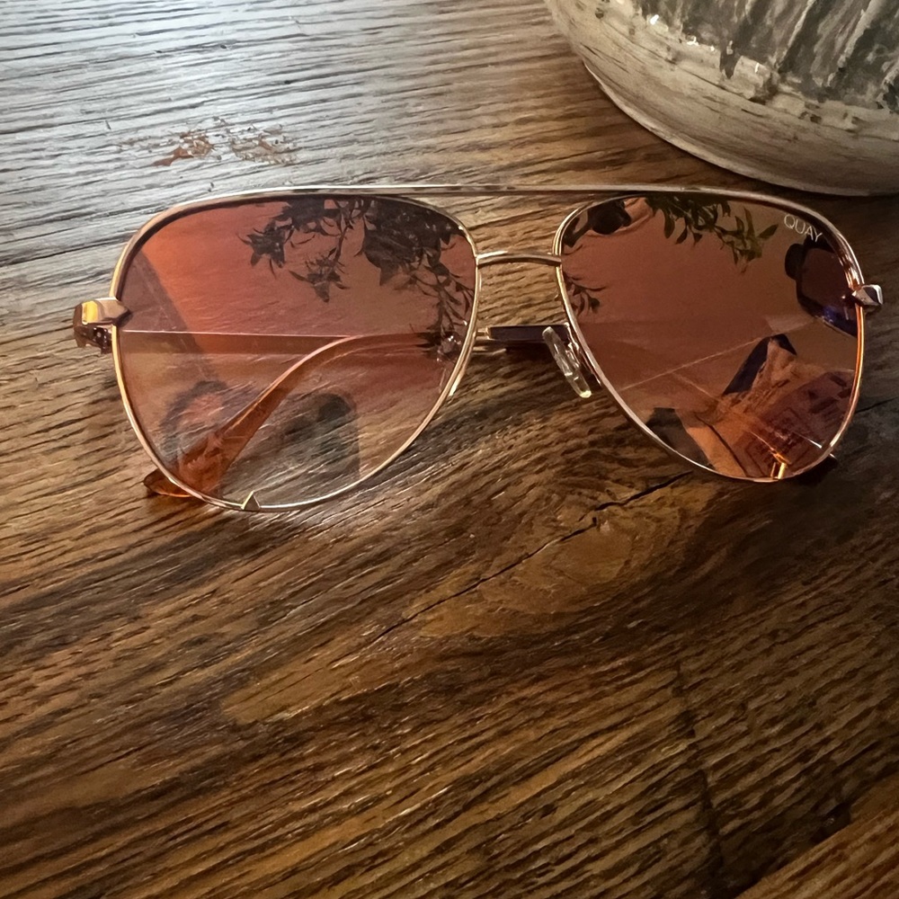 Quay Rose Gold Aviator Sunglasses